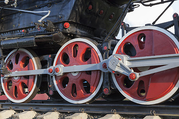 Image showing old steam locomotive close-up