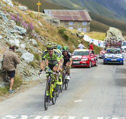 Image showing Group of Cyclists on the Mountains Roads - Tour de France 2015