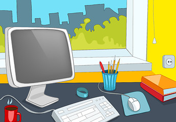 Image showing Cartoon background of office workplace.