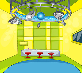 Image showing Cartoon background of tv studio interior.
