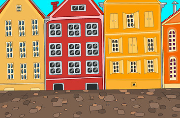 Image showing Colourful cartoon background of city street.