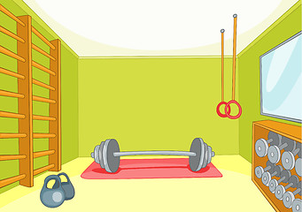 Image showing Cartoon background of gym room.