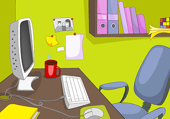 Image showing Cartoon background of office workplace.