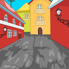 Image showing Colourful cartoon background of city street.