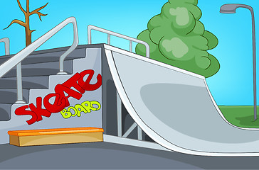 Image showing Cartoon background of skatepark.