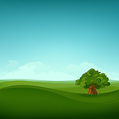 Image showing Cartoon background of summer field landscape.