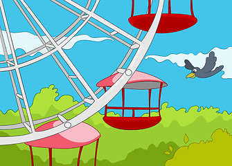 Image showing Cartoon background of amusement park.