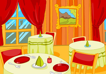 Image showing Cartoon background of restaurant hall interior.