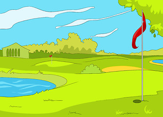 Image showing Cartoon background of golf course.