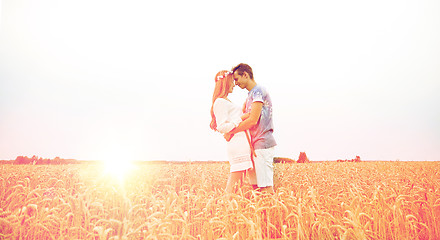 Image showing happy smiling young hippie couple outdoors