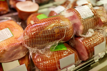 Image showing ham at grocery store stall