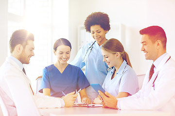 Image showing group of happy doctors meeting at hospital office