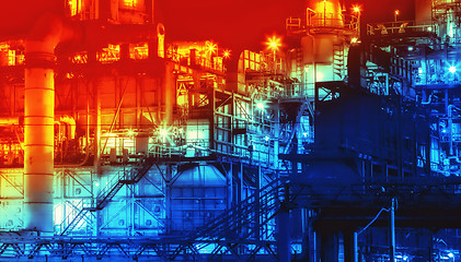 Image showing Oil Refinery At Night