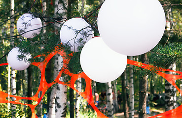 Image showing Festival Decorations In The Summer Forest