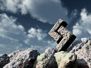 Image showing rune rock under cloudy blue sky - 3d illustration