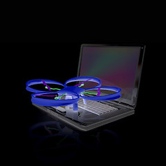 Image showing Drone and laptop. 3D render