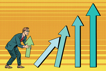 Image showing Businessman destroys growth charts sales