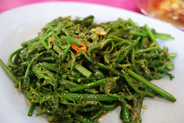 Image showing Stir fried vegetable fern spikes