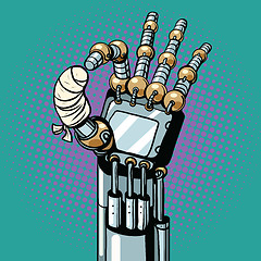 Image showing Robot OK okay gesture hand broken bandaged finger