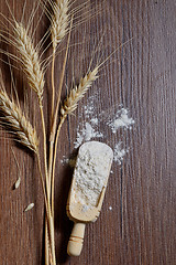 Image showing whole flour and wheat ears 