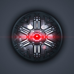 Image showing a robot eye with red light beam