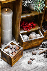 Image showing cupboard with Christmas decor