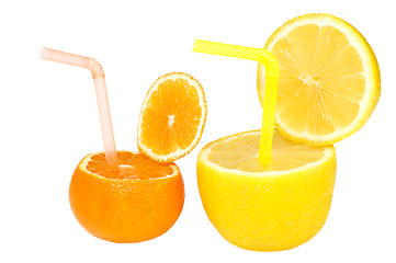 Image showing Lemon and mandarin abstract fruit drink.