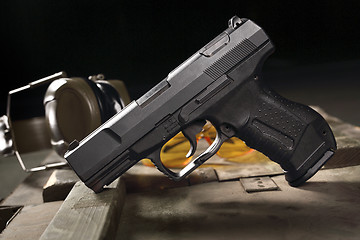 Image showing Glock, short weapon. Glock pistol, sharp weapon