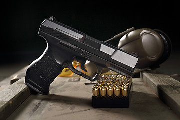 Image showing Glock, short weapon. Glock pistol, sharp weapon