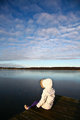 Image showing View on a beautiful  lake in scandinavia in denmark 