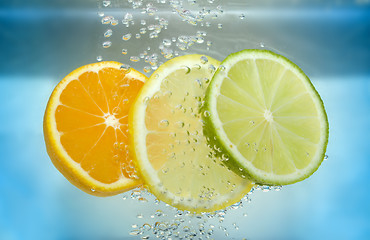 Image showing Citrus slice in water