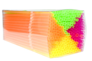 Image showing Colorful drinking straws