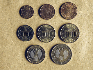 Image showing Vintage Euro coins flat lay