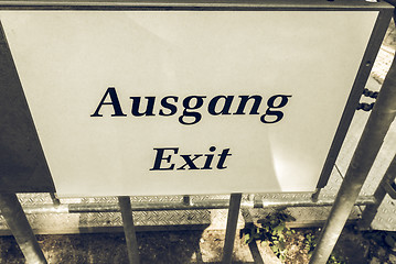 Image showing Vintage looking Ausgang sign meaning exit