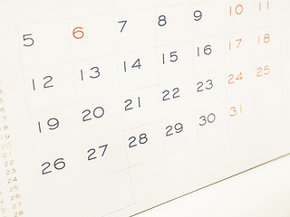 Image showing Vintage looking Calendar page