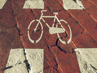 Image showing Vintage looking Bike lane sign