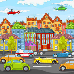 Image showing Cartoon background of city traffic.