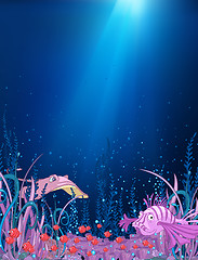 Image showing Cartoon background of underwater life.