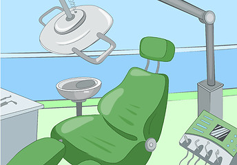 Image showing Cartoon background of dentist office interior.