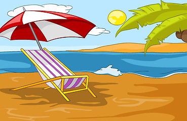 Image showing Cartoon background of tropical beach and sea.