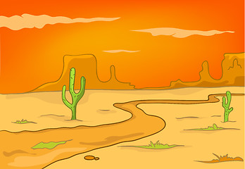 Image showing Cartoon background of desert landscape.