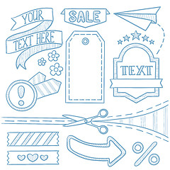 Image showing Set of sale ribbons and elements.