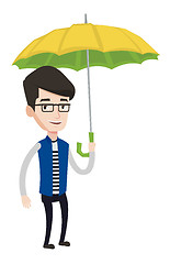 Image showing Businessman insurance agent with umbrella.