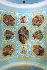 Image showing Ceiling of the church, depicting the life of Jesus