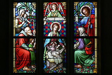 Image showing Nativity Scene, stained glass