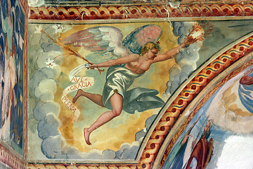 Image showing Archangel Gabriel, Fresco paintings in the old church