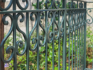 Image showing Green Iron Fence