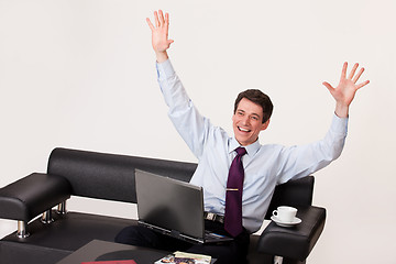 Image showing Young Emotional Man In A Business Suit