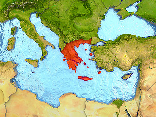 Image showing Greece in red