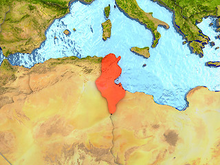 Image showing Tunisia in red